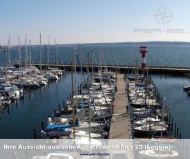 Apartmenthaus Hafenspitze Ap 25, Pier 25, Blickrichtung offene SeeStrand