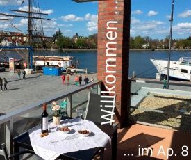 Apartmenthaus Hafenspitze Ap 8 "MEERZEIT" Blickrichtung Innenstadt Binnenhafen West